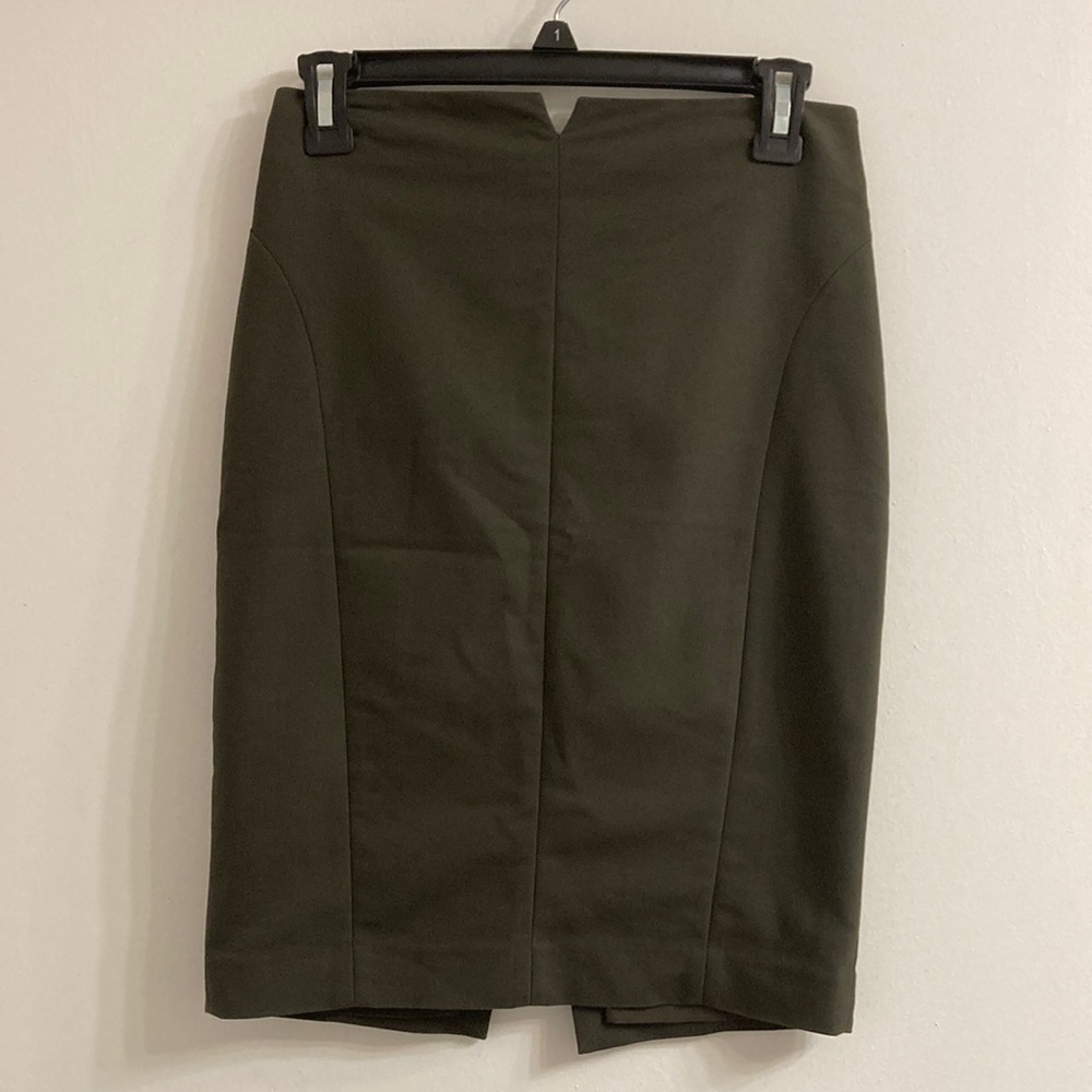 Express Olive Green Pencil Skirt, Above Knee Length